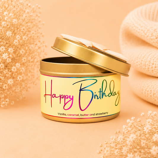 Happy Birthday Tin Candle