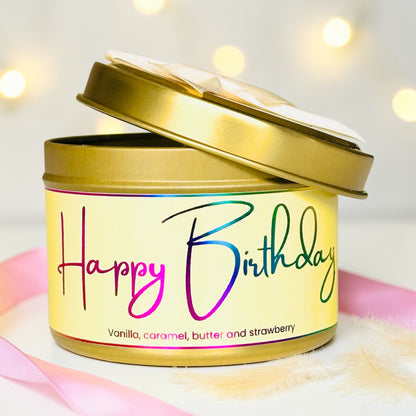 Happy Birthday Tin Candle